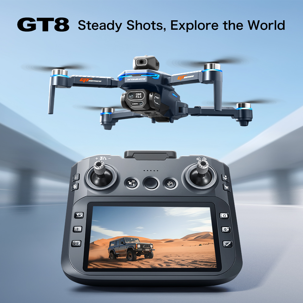 Drone Camera With Gimbal - โดรนบินหลบหลีกสิ่งกีดขวาง GT8 – โดรนควอดคอปเตอร์แบบไร้แปรงถ่าน HD พร้อมรีโมทคอนโทรลหน้าจอขนาดใหญ่